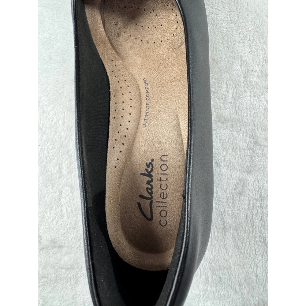 Clarks Marilyn Sara Pump Women's 6 M Black Leather Patent Cap Toe Slip-On Party - Picture 6 of 8